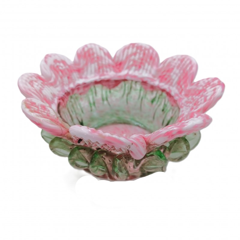 Vintage Murano Chandelier glass bobeche in green and pink