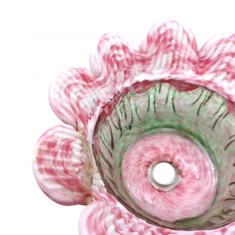 Vintage Murano Chandelier glass bobeche in green and pink