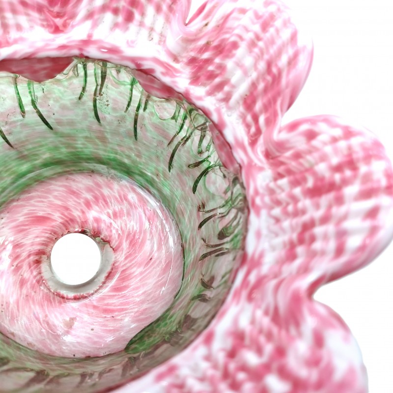 Vintage Murano Chandelier glass bobeche in green and pink