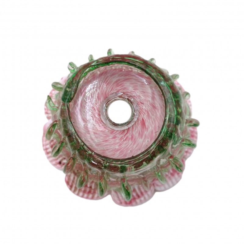 Vintage Murano Chandelier glass bobeche in green and pink