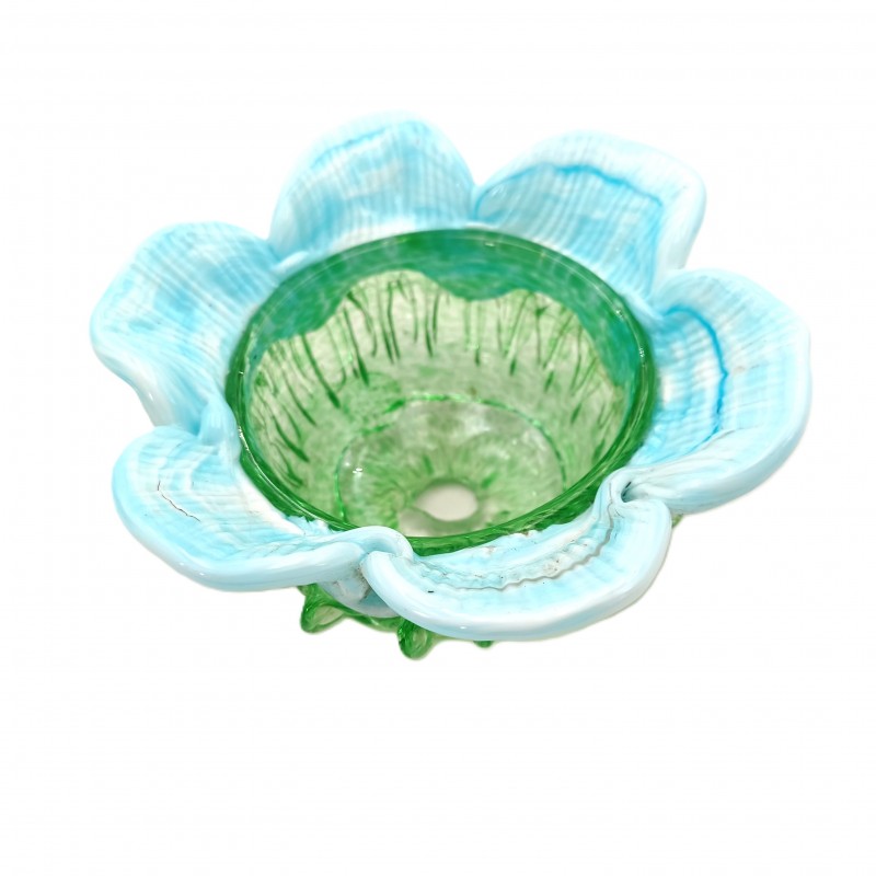 Vintage Murano Chandelier glass bobeche in green and blue