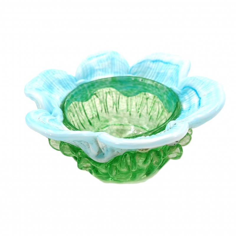 Vintage Murano Chandelier glass bobeche in green and blue