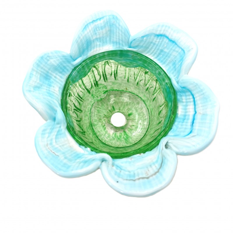 Vintage Murano Chandelier glass bobeche in green and blue