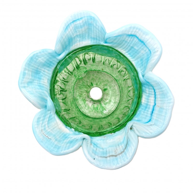 Vintage Murano Chandelier glass bobeche in green and blue