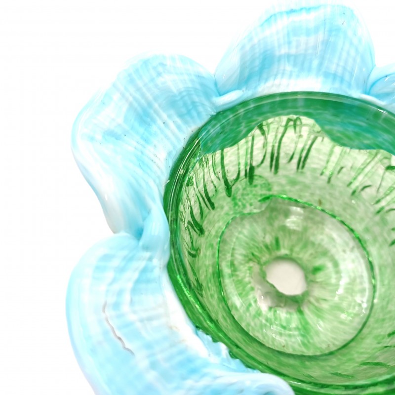 Vintage Murano Chandelier glass bobeche in green and blue