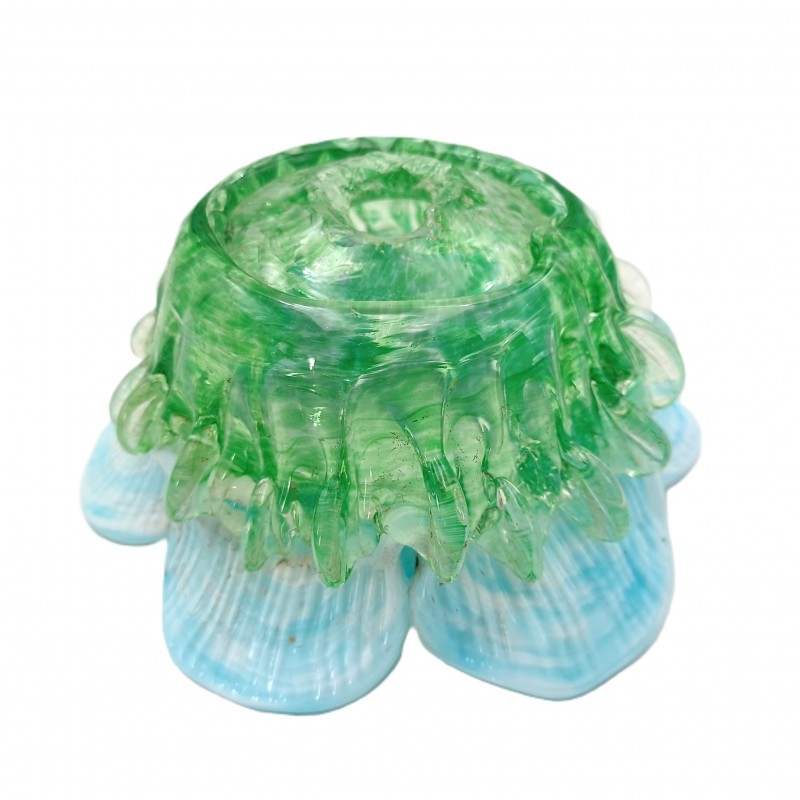 Vintage Murano Chandelier glass bobeche in green and blue