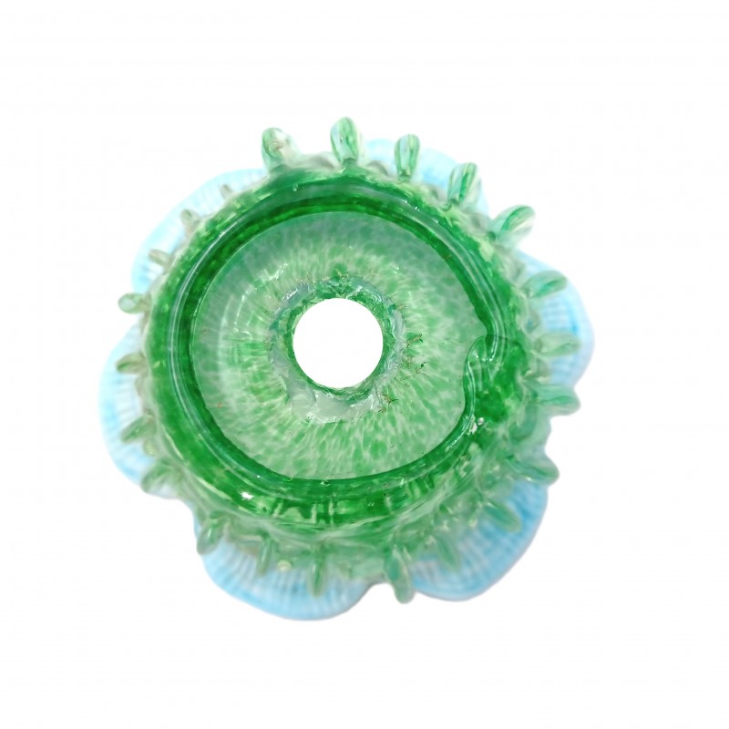 Vintage Murano Chandelier glass bobeche in green and blue