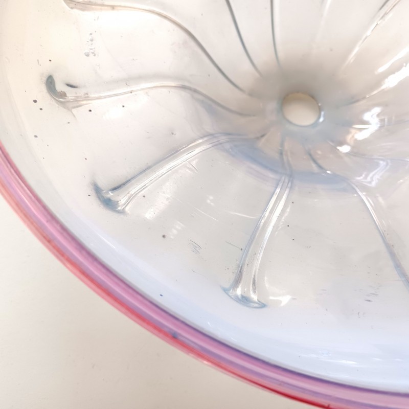 Antique Venetian glass chandelier bottom bowl blue and pink