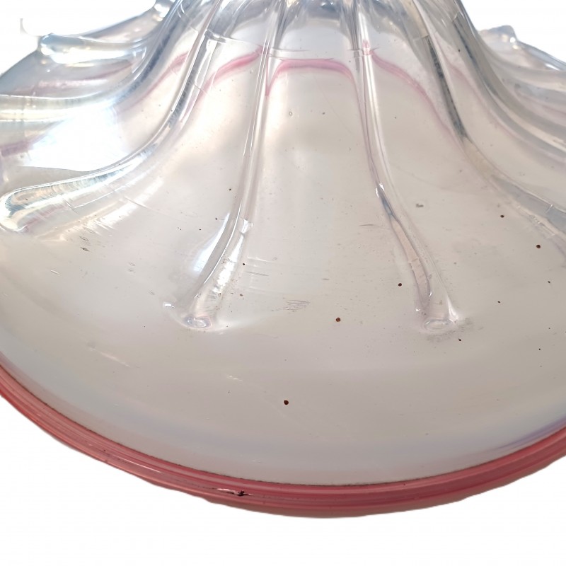 Antique Venetian glass chandelier bottom bowl blue and pink