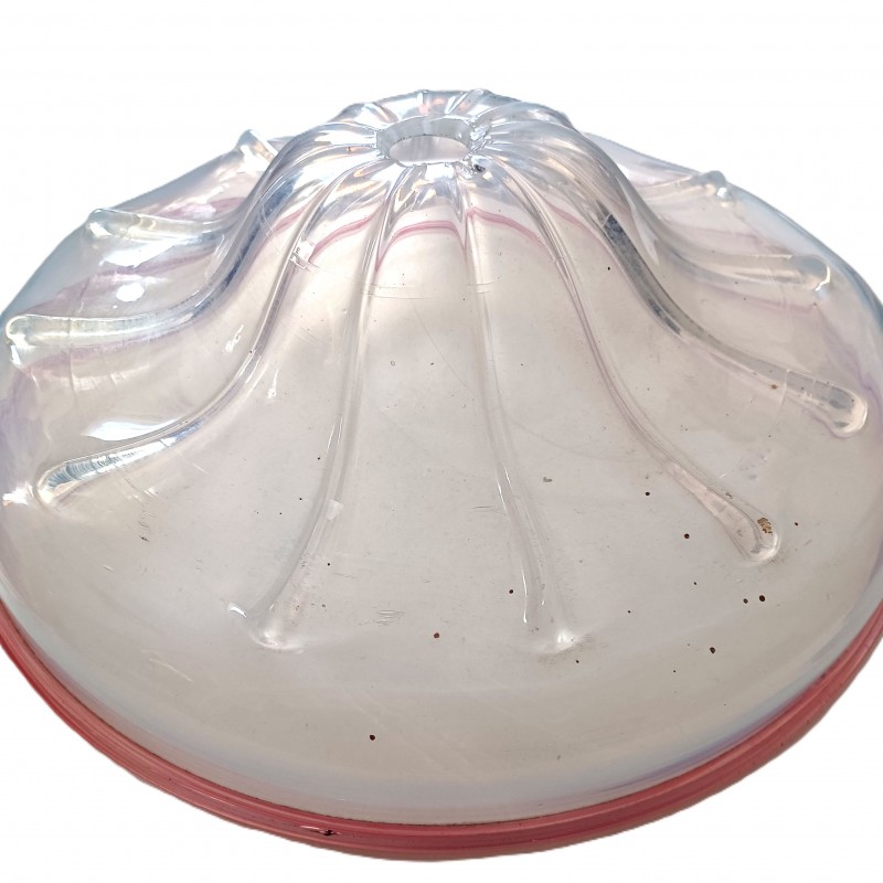 Antique Venetian glass chandelier bottom bowl blue and pink