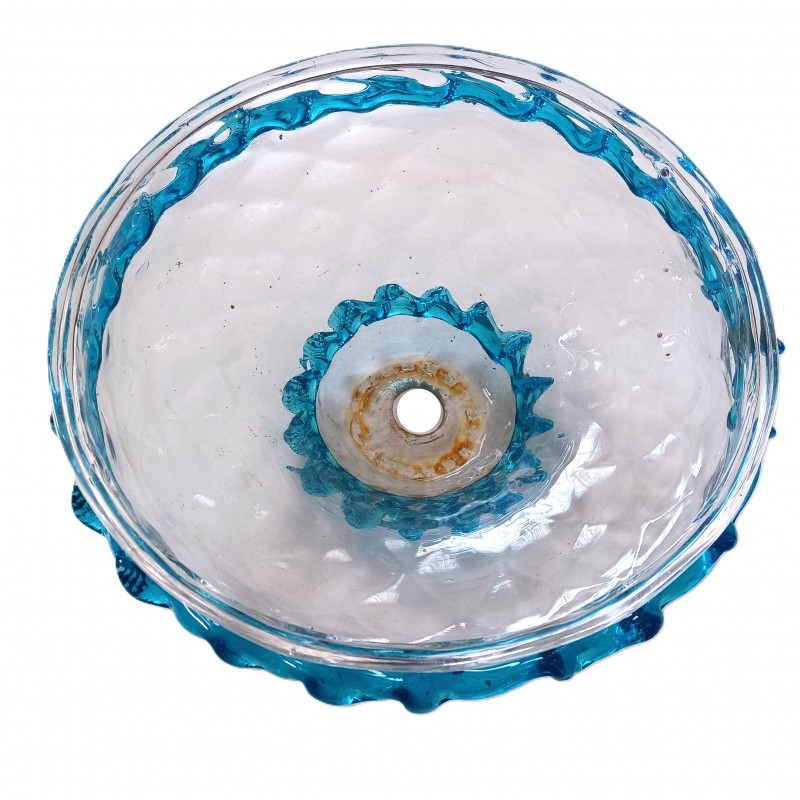 Venetian light blue clear glass chandelier bottom bowl Circa 1880