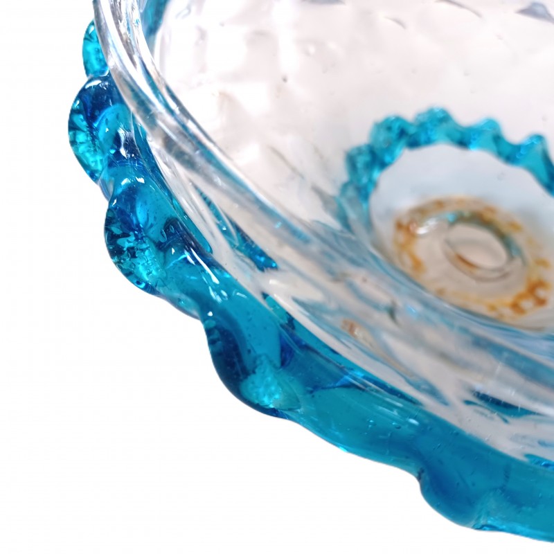 Venetian light blue clear glass chandelier bottom bowl Circa 1880