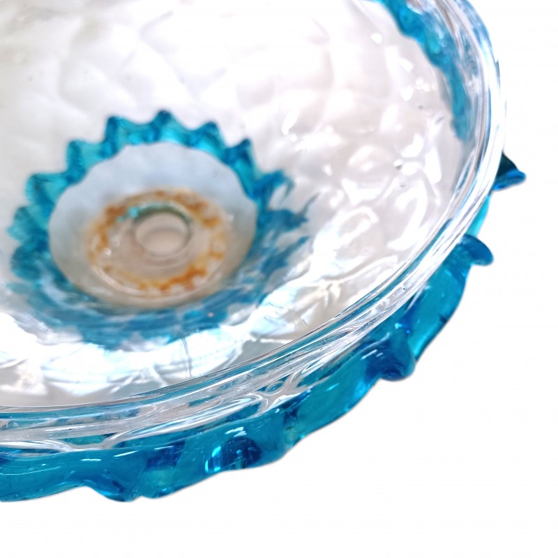 Venetian light blue clear glass chandelier bottom bowl Circa 1880