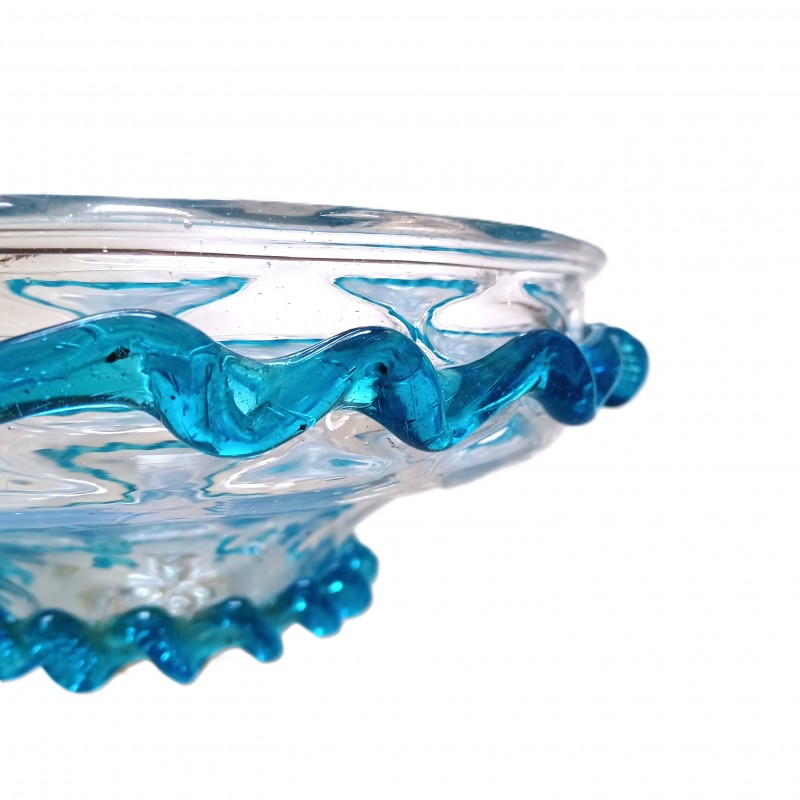 Venetian light blue clear glass chandelier bottom bowl Circa 1880