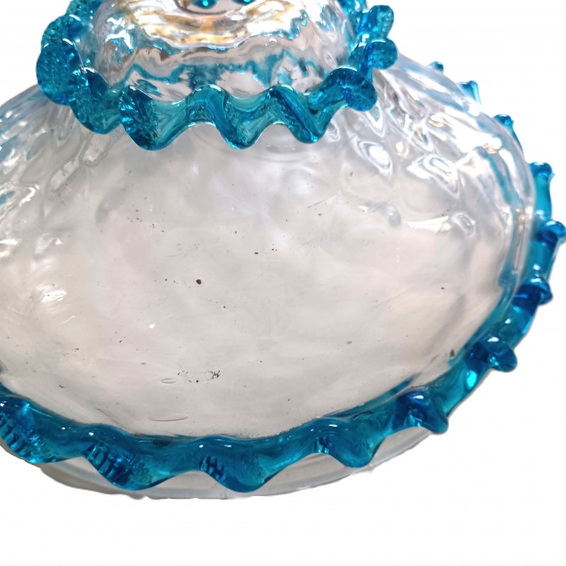 Venetian light blue clear glass chandelier bottom bowl Circa 1880