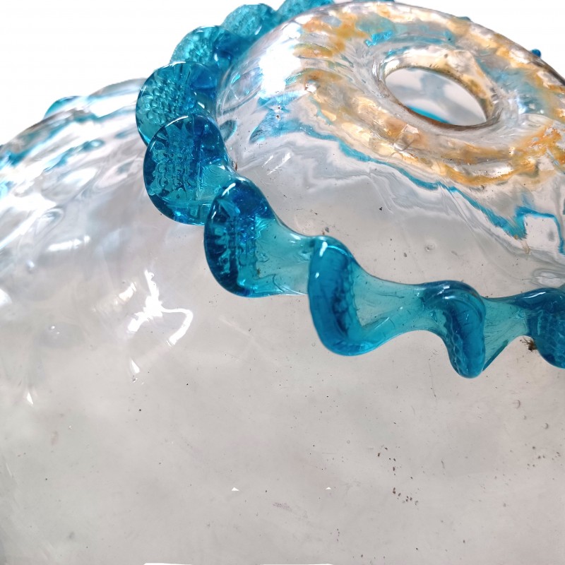 Venetian light blue clear glass chandelier bottom bowl Circa 1880