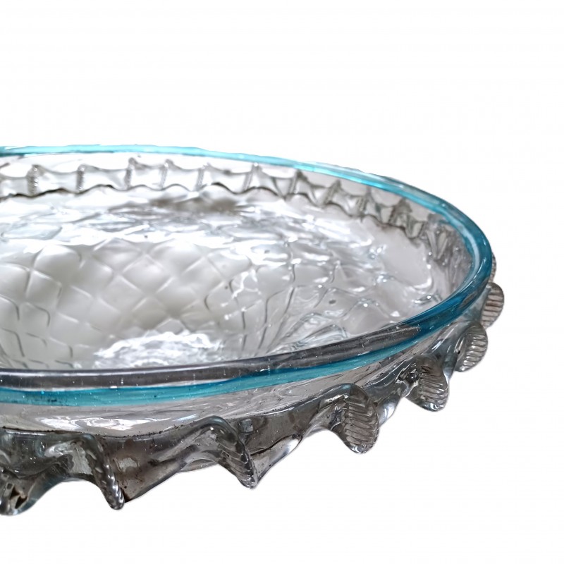 Antique Venetian large chandelier bottom bowl blue and clear