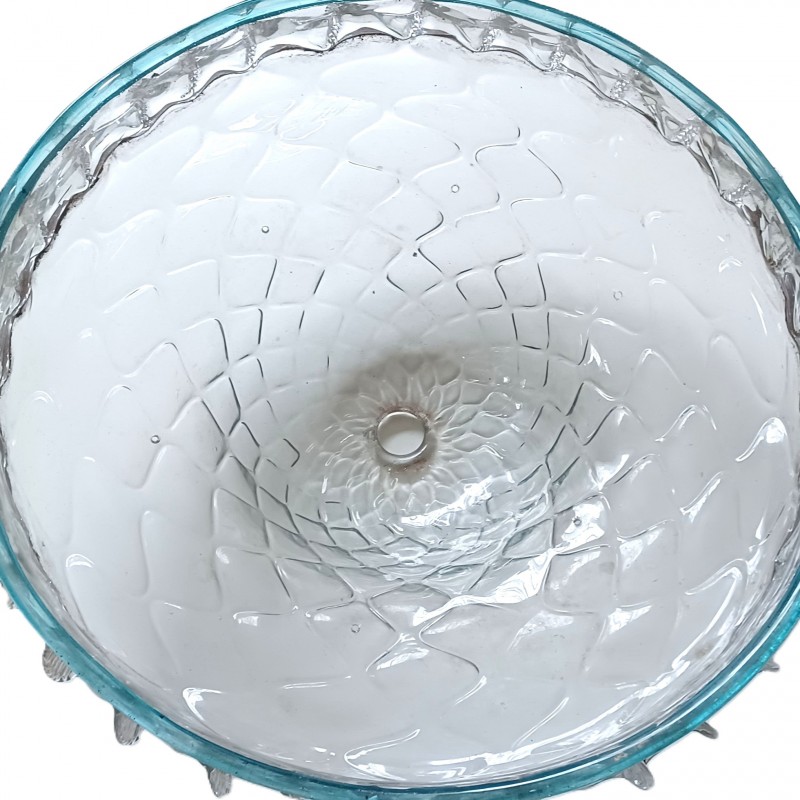 Antique Venetian large chandelier bottom bowl blue and clear