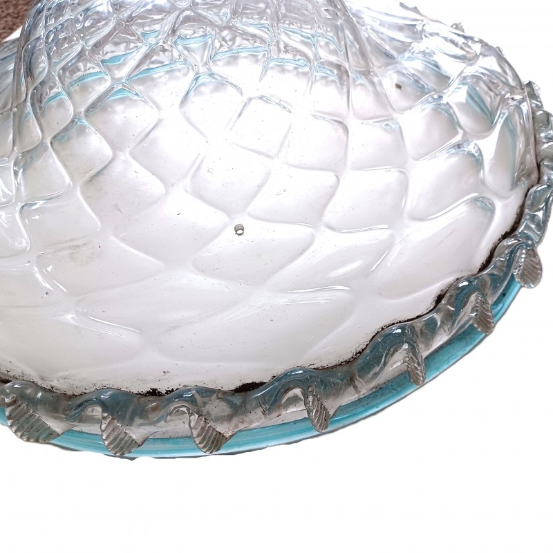 Antique Venetian large chandelier bottom bowl blue and clear