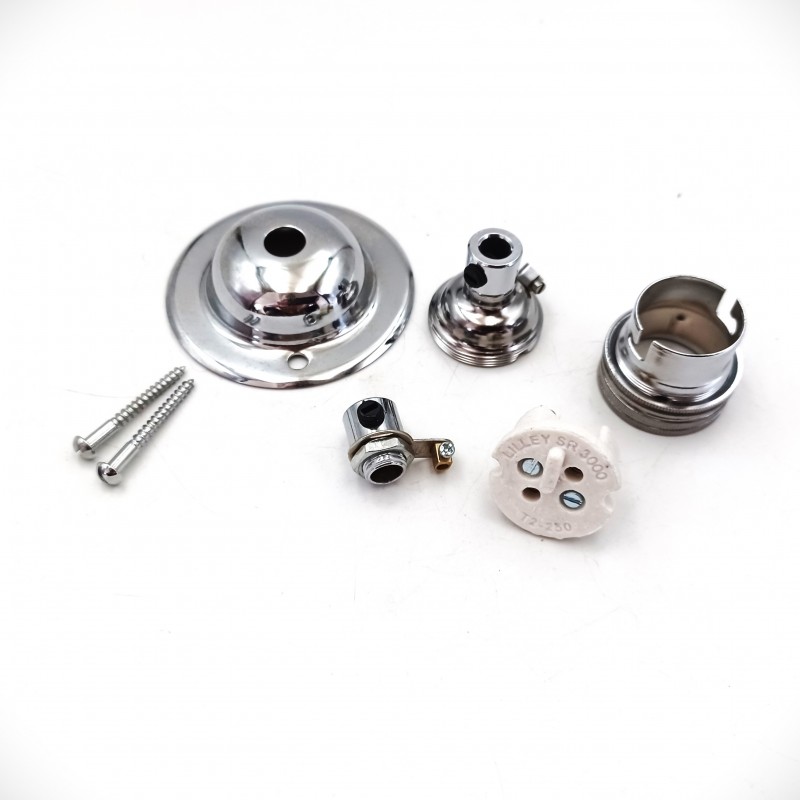 Chrome Ceiling Plate Rose With B22 Lamp Holder Set