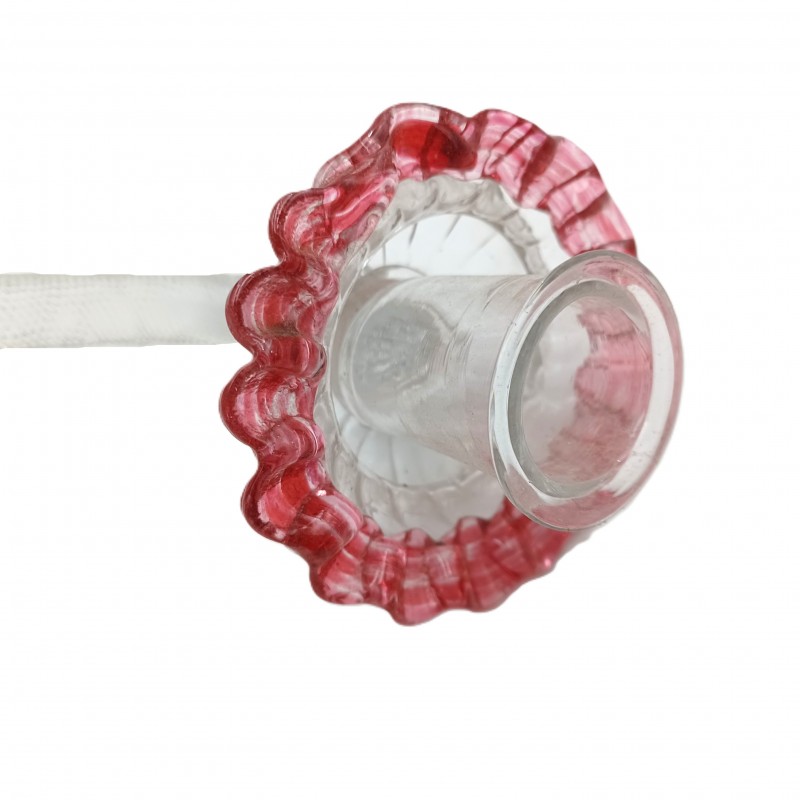 Antique Murano Clear and red Glass chandelier arm and pan