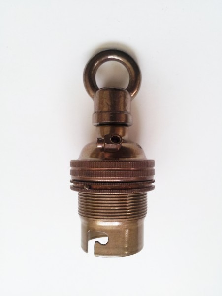 Lamp Holder With Closed Hook Threaded Skirt And Ring B22 Bayonet Cap