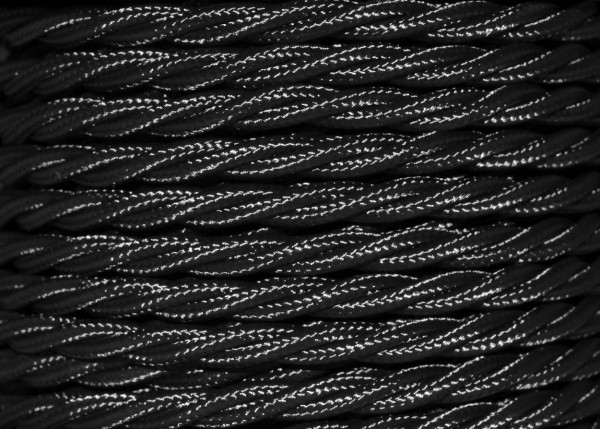 Black braided 3 core electrical cable 0.75mm Pack of SHORT lengths