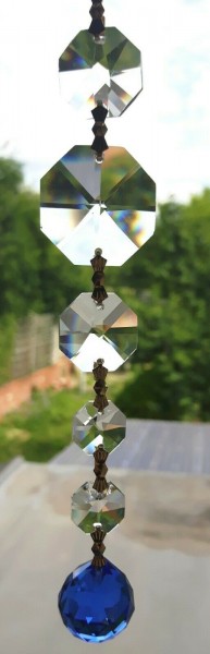 Crystal Sun catcher Hanging BLUE Crystal Ball With 8 Swarovski Octagons