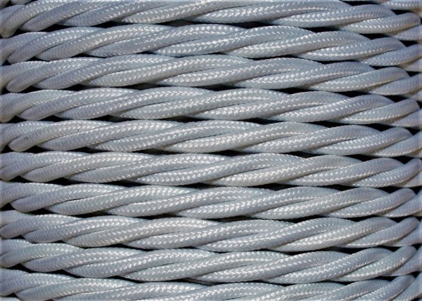 Braided silk flex silk woven electric cable in silver 3 Core 0.75mm