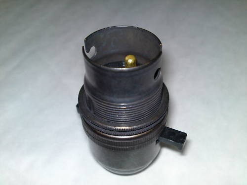 Switched light bulb holder BC B22 vintage antique bronze finish 10mm base screw