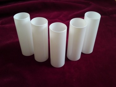 Glass candle tube in white, 120 mm high x 29 mm internal width