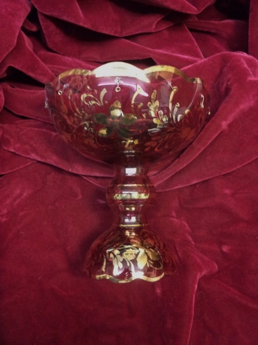 Chandelier  Bottom Bowl Crimson and Gold