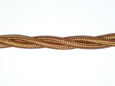 Braided 3 core silk flex lighting cable antique gold 0.75mm