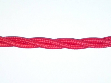 3 Core Braided Silk Flex Electrical Cable 0.75mm red