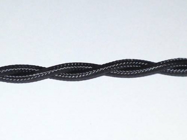 BLACK BRAIDED 2 CORE FLEX CABLE 0.75MM