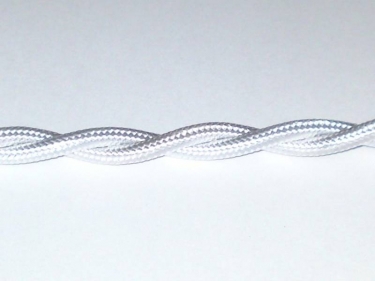 BRAIDED 2 CORE FLEX ELECTRIC CABLE BRIGHT SILVER 0.75mm