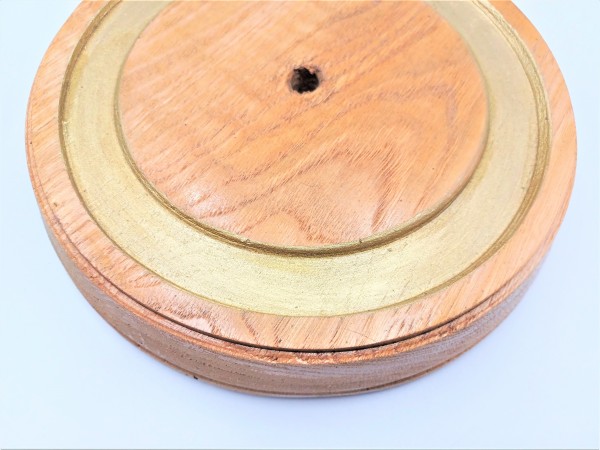 Round pattress European oak with brush gold inlay 215mm width