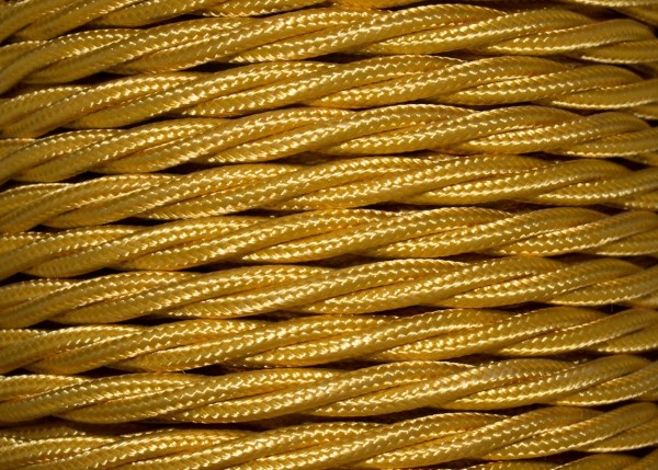 Braided silk flex silk woven electric cable in kings gold 0.75mm