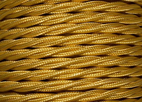 3 Core Braided Silk Flex Electrical Cable 0.75mm gold