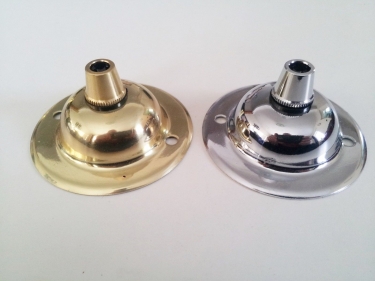 Brass or chrome ceiling dome plate with cord grip, earth tag and nut