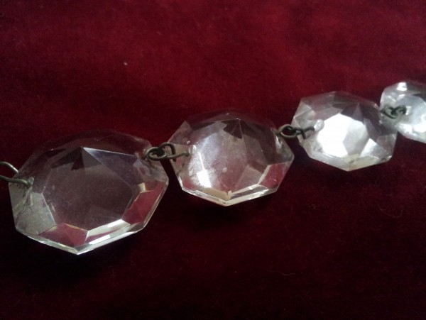 elongated octagon flat back glass chandelier button, Two pin hole one at each end