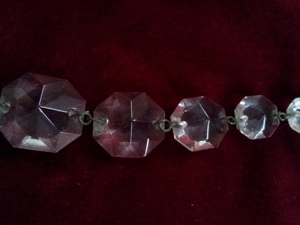 elongated octagon flat back glass chandelier button, Two pin hole one at each end