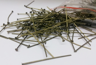CHANDELIER PINS 25mm  IN OLD ANTIQUE BRASS pack of 100