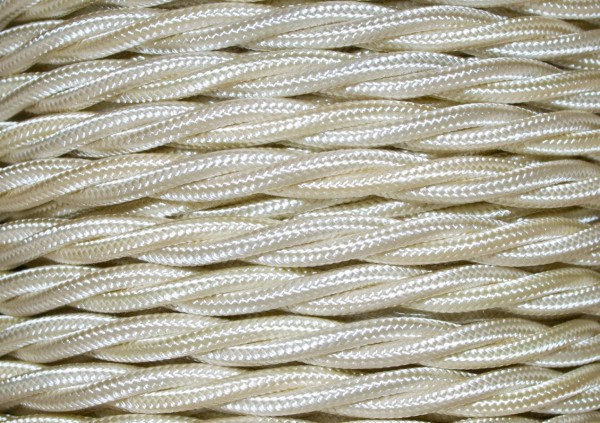 Cream electrical cable braided and twisted 3 core Pack of SHORT Lengths