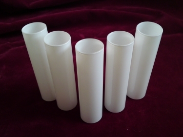 Glass candle tube in white, 120 mm high x 29 mm internal width