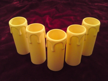 cream plastic drip candle tubes 70mm height x 27mm internal diameter