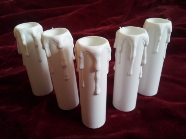 white plastic wax drip effect candle tubes 85mm height x 23mm