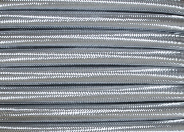 3 CORE ROUND PVC OVERBRAID SILVER ELECTRIC CABLE 0.50MM