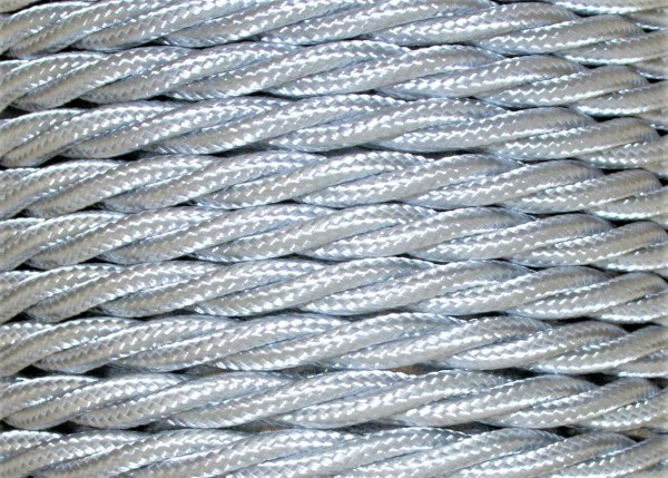 Silver Electrical Cable Braided And Twisted 3 Core 0.75mm Pack SHORT Lengths