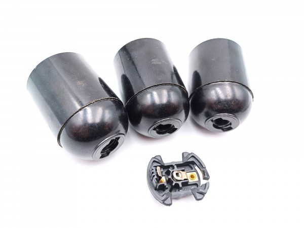 E27 - ES bulb-lamp holder 3 part black plain skirt